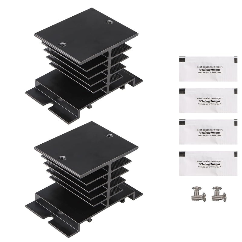 Weasch 2Pcs Single Phase Solid State Relay SSR Aluminum Heat Sink Dissipation Radiator Heatsinks Suitable for 10A-40A Relay (2) - Image 1